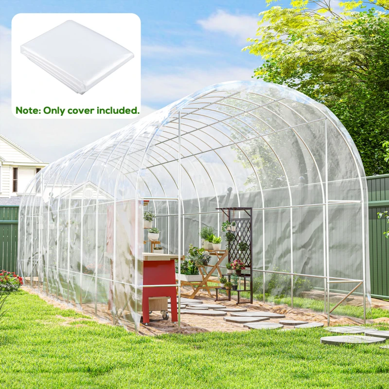 Outsunny Kasafdekking van Kunststof, Zeil voor Plantenafdekking, UV-bestendig, Waterdicht, 8 x 10 m