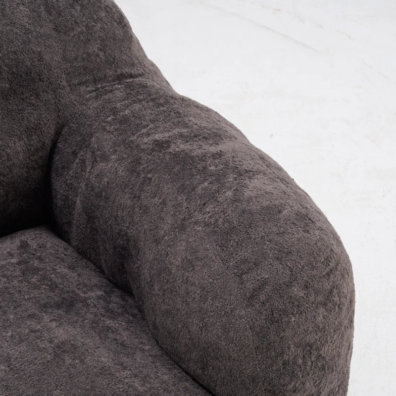 Sitzsack-Sofa mit Armlehnen, zerkleinerter Schaumstofffüllung und Kunstfell, 95x95x79 cm, Dunkelgrau
