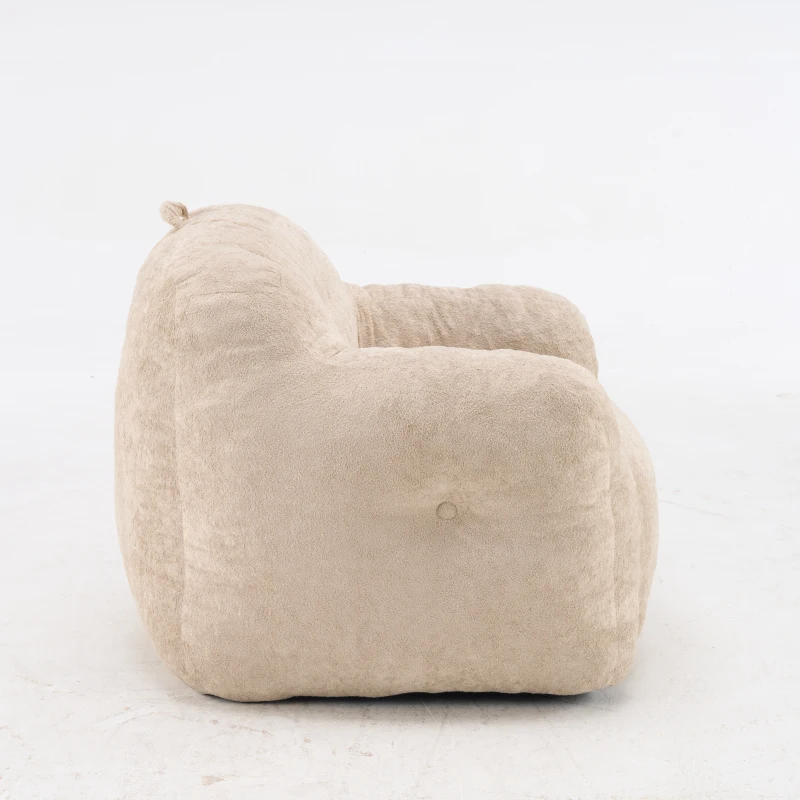 Sitzsack-Sofa mit Armlehnen, zerkleinerter Schaumstofffüllung und Kunstfellbezug für Wohn- und Schlafzimmer, Beige