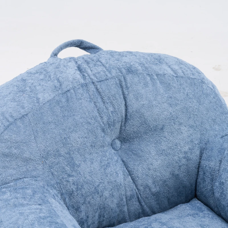 Sitzsack-Sessel mit Armlehnen, Kunstfellbezug und hochelastischer Schaumstofffüllung, für Wohnzimmer und Leseecke, 95x95x79 cm, Blau