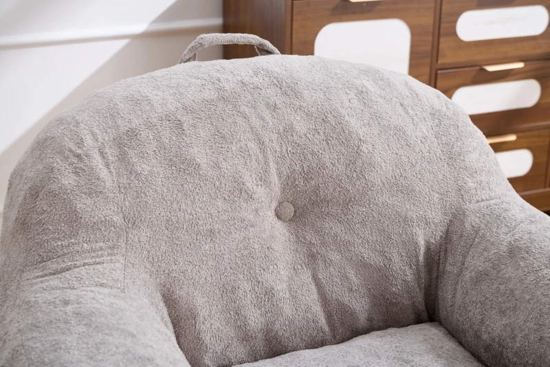 Sitzsack-Sessel, geschredderte Schaumstofffüllung, Kunstfell, Armlehnen, 95x95x79 cm, Hellgrau
