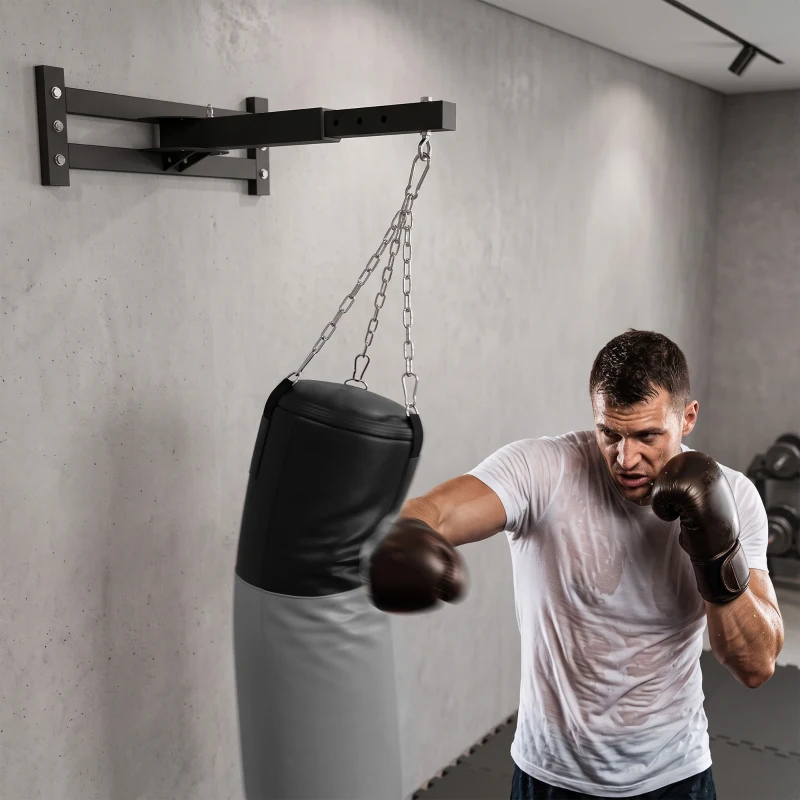 SPORTNOW Boxsack Wandhalterung 5-fach verstellbar Boxsack Ständer mit 360°-Drehhaken 4 Ketten, Stahl für Home Gym