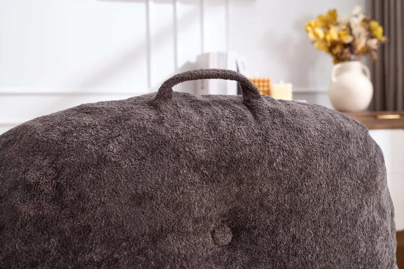 Sitzsack-Sofa mit Armlehnen, zerkleinerter Schaumstofffüllung und Kunstfell, 95x95x79 cm, Dunkelgrau