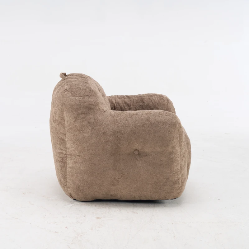 Sitzsack-Sessel mit Armlehnen, Kunstfellbezug, zerkleinerter Schaumstofffüllung, ergonomischer Rückenlehne, 95x95x79 cm, Khaki