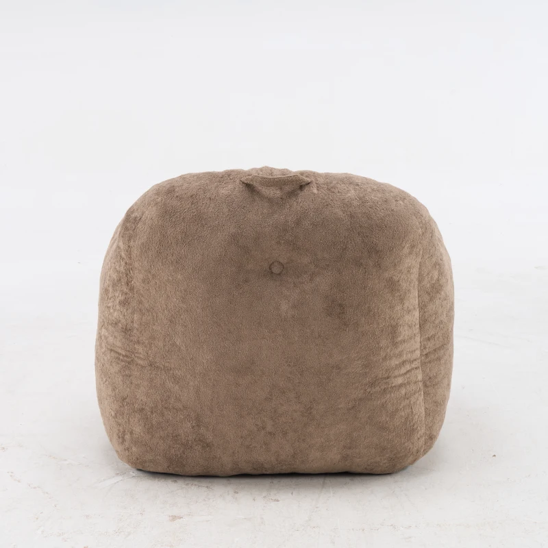 Sitzsack-Sessel mit Armlehnen, Kunstfellbezug, zerkleinerter Schaumstofffüllung, ergonomischer Rückenlehne, 95x95x79 cm, Khaki
