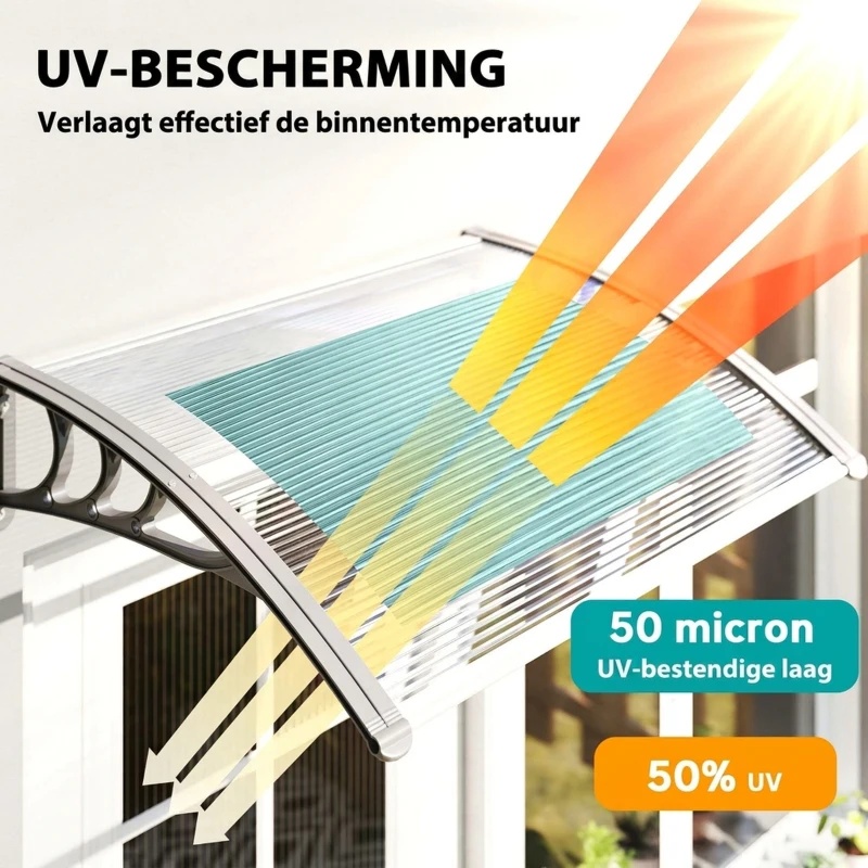 Outsunny Luifel, Voordeurluifel, Overkapping voor ingangen en ramen, 100L x 75B x 23H cm, Zilver