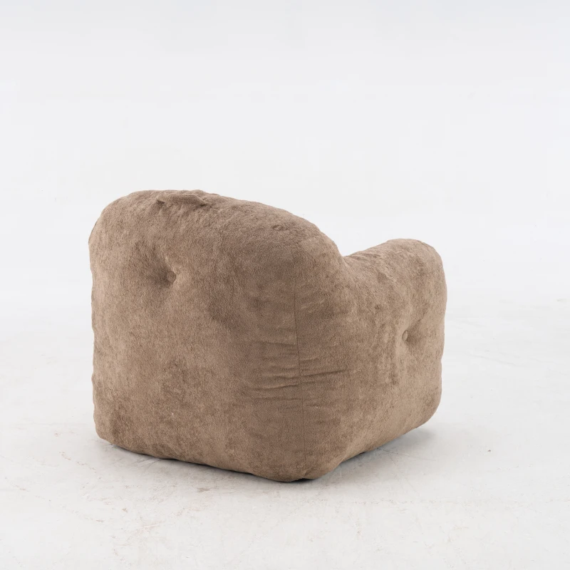 Sitzsack-Sessel mit Armlehnen, Kunstfellbezug, zerkleinerter Schaumstofffüllung, ergonomischer Rückenlehne, 95x95x79 cm, Khaki