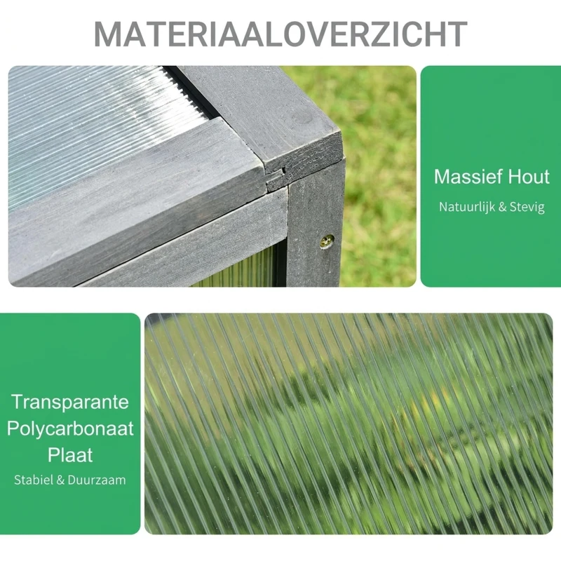 Outsunny Mini Kweekhuis, Klein Kweekhuis voor de Tuin, met PC-platen, Goede Lichtdoorlatendheid, 100L x 65B x 40H cm