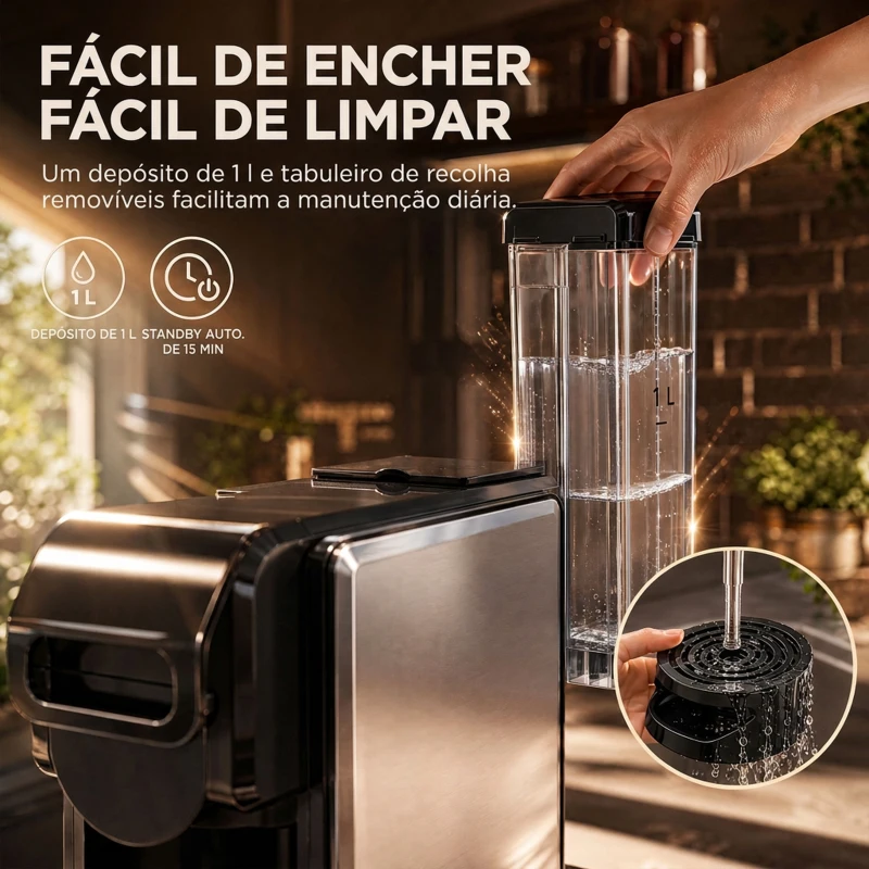 HOMCOM Máquina de Café Expresso 19 Bar Semiautomática com Depósito de Água Amovível 1 L para Cápsulas e Café Moído Preta