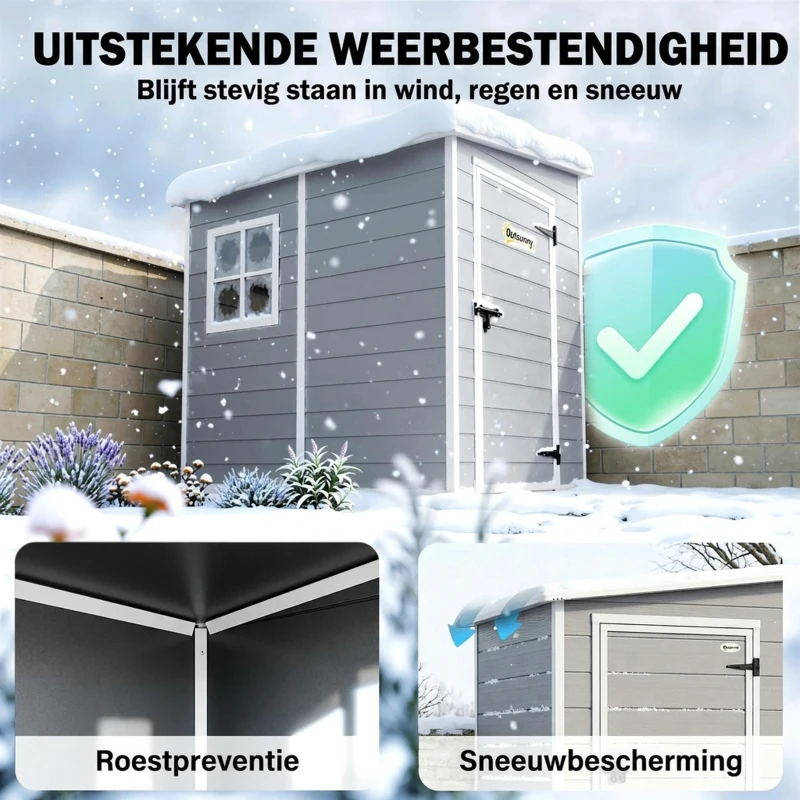 Outsunny Tuinschuur Metaal, Aluminium, Ruime Tuinschuur Met Slot, Ventilatie En Daglicht, 122x149x192/177 Cm, Grijs(m-6)