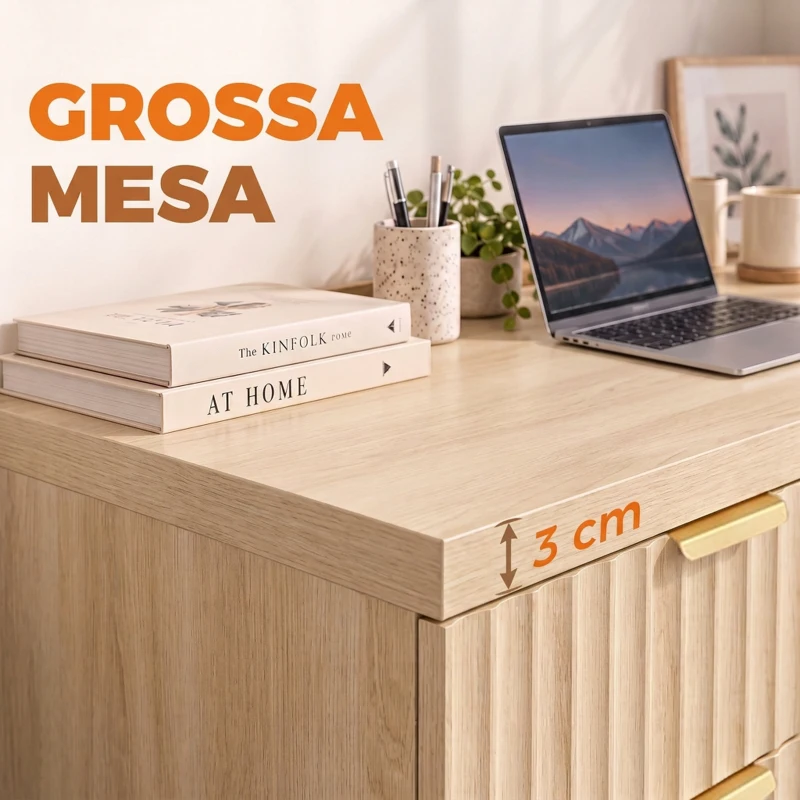 HOMCOM Secretária para Computador 120 cm com Gaveta, Armário Reversível, Prateleira Ajustável e Tampo Espesso, Carvalho