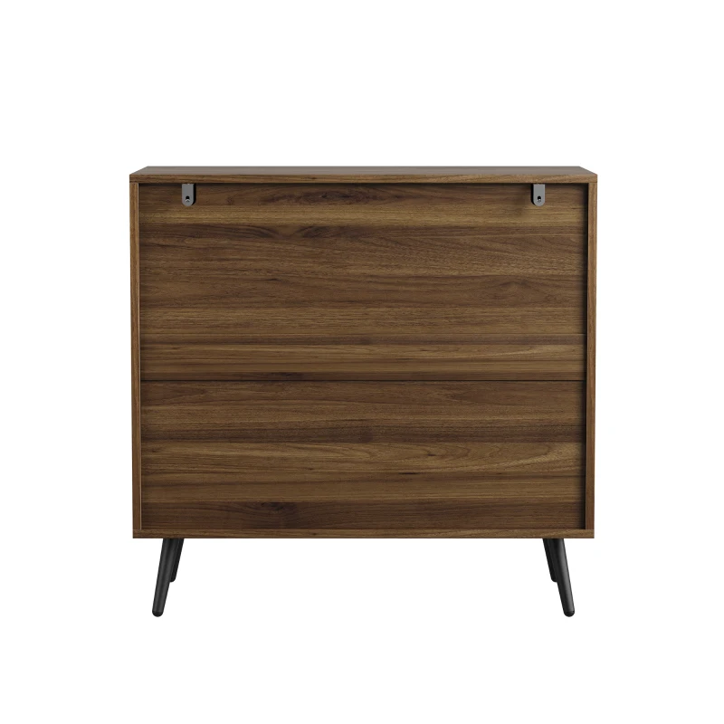 Commode à 3 tiroirs en MDF, poignées et pieds métalliques, style moderne, 80x39x78 cm, Noyer