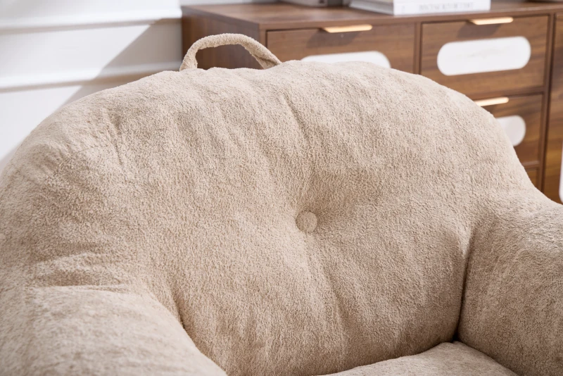 Sitzsack-Sofa mit Armlehnen, zerkleinerter Schaumstofffüllung und Kunstfellbezug für Wohn- und Schlafzimmer, Beige