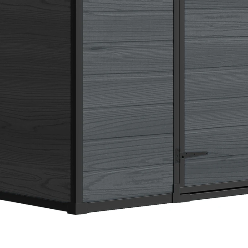 Outsunny 8 x 4 ft Resin Garden Shed, Wood-Effect Outdoor Storage Shed with Floor, Windows, Lockable Doors and Vents, Dark Grey