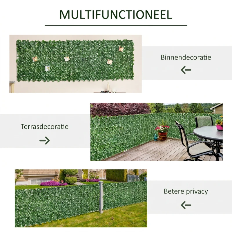 Outsunny privacyscherm kunsthaag donkergroen 1,1 x 3 m