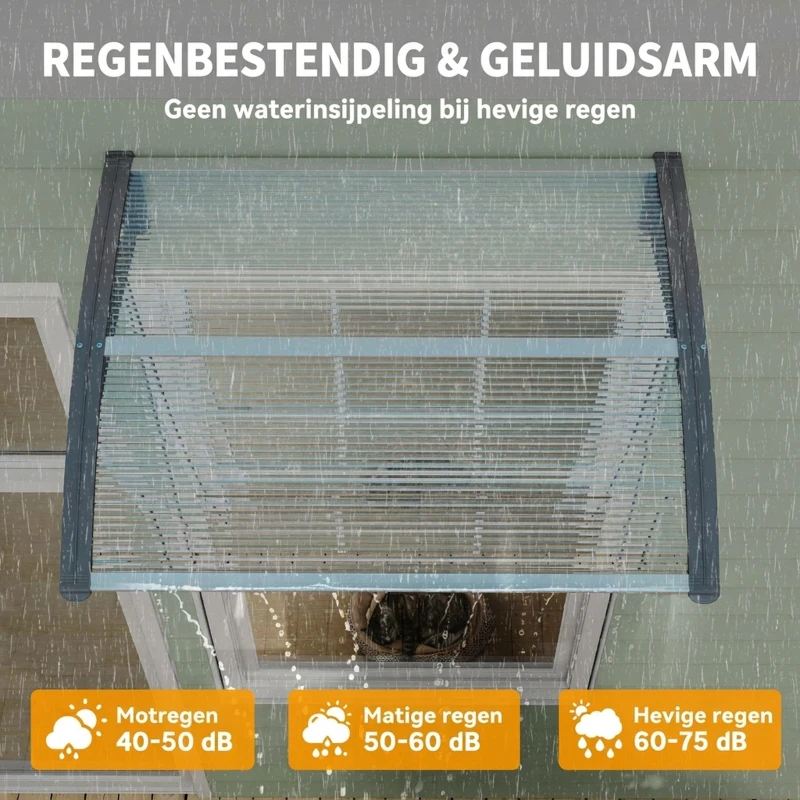 Outsunny Luifel, Voordeurluifel, Overkapping voor ingangen en ramen, 100L x 75B x 23H cm, Zilver