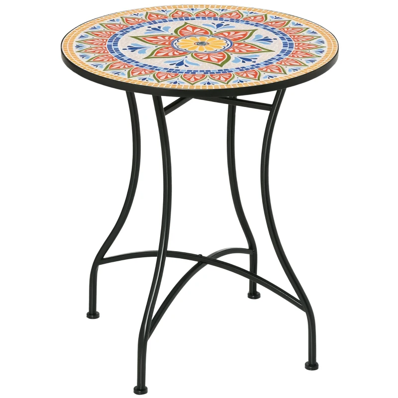 Outsunny tuintafel mozaïek tafel ronde bistrotafel bijzettafel rood Ø60 cm