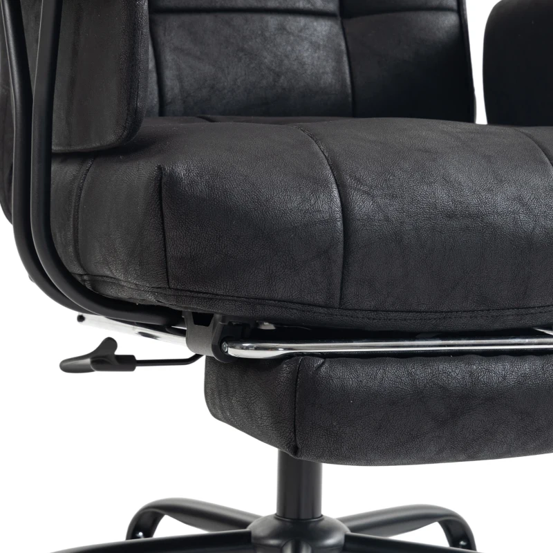 HOMCOM Office Chair, Big and Tall Desk Chair with Footrest, Wide Seat, Leathaire, Reclining Back, Swivel Wheels, Black
