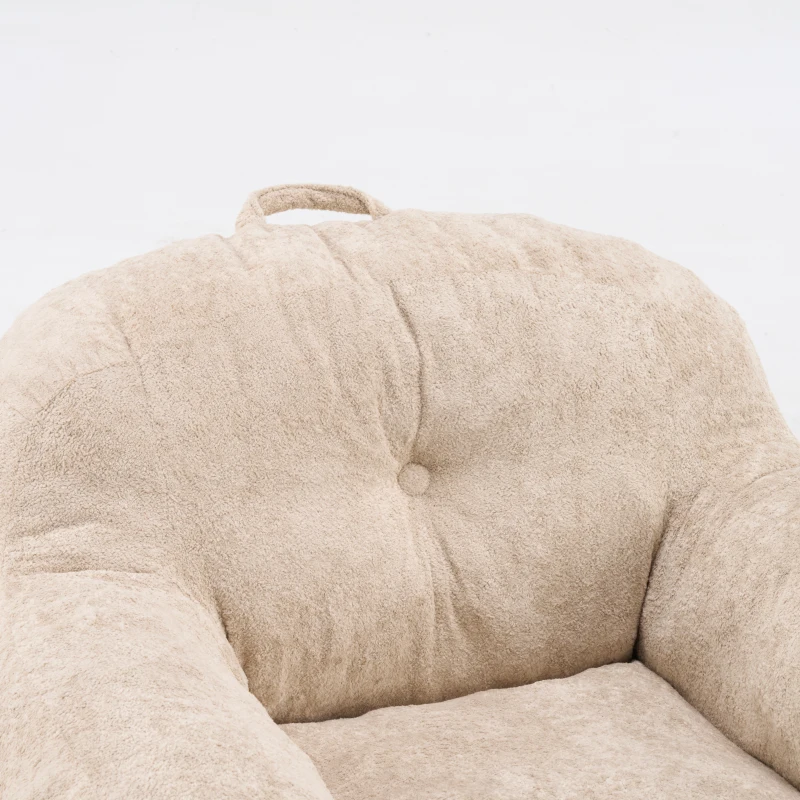 Sitzsack-Sofa mit Armlehnen, zerkleinerter Schaumstofffüllung und Kunstfellbezug für Wohn- und Schlafzimmer, Beige