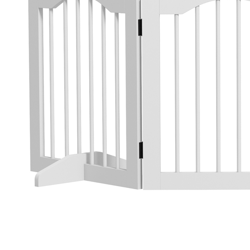 PawHut Opvouwbaar Hondenhek, 4 Panelen, voor Trappen, Gangen, Deuren, MDF/Massief Hout, Wit