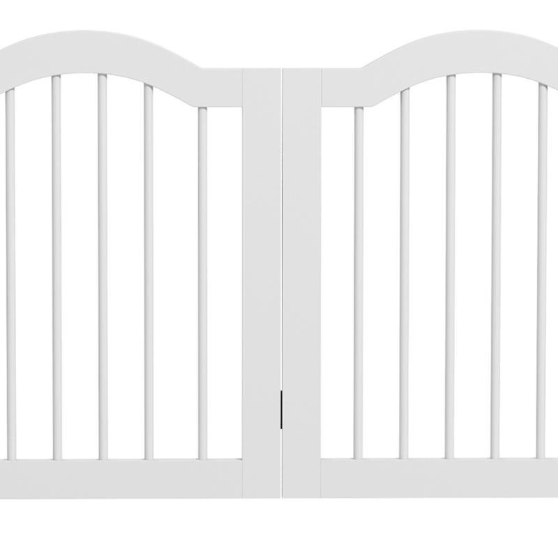 PawHut Opvouwbaar Hondenhek, 4 Panelen, voor Trappen, Gangen, Deuren, MDF/Massief Hout, Wit