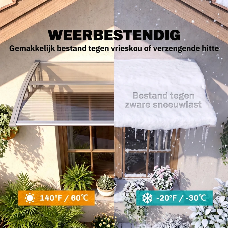 Outsunny Luifel, Voordeurluifel, Overkapping voor ingangen en ramen, 100L x 75B x 23H cm, Zilver