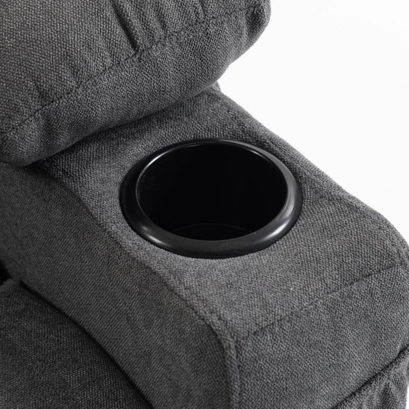HOMCOM Fauteuil Releveur Électrique Massage Vibration et Chaleur, Fauteuil Relax Électrique Inclinable en Tissu Éponge, Gris