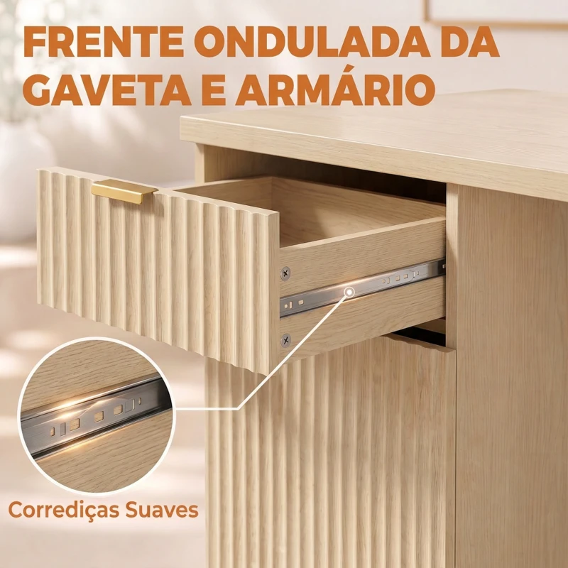 HOMCOM Secretária para Computador 120 cm com Gaveta, Armário Reversível, Prateleira Ajustável e Tampo Espesso, Carvalho