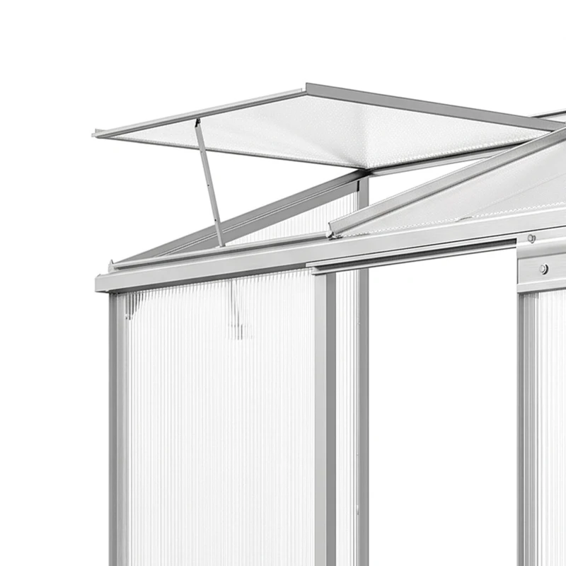 Outsunny Serre adossée serre de jardin fenêtres ouvrables à 5 niveaux panneau en PC cadre aluminium 192 x 68 x 196 cm transparent(m-12)