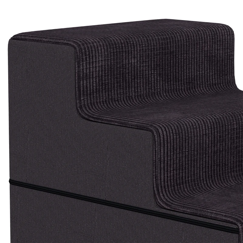 PawHut Dog Steps, 4-Step Dog Stairs for Bed and Sofa, Pet Stairs with Carry Handle, Washable Cover