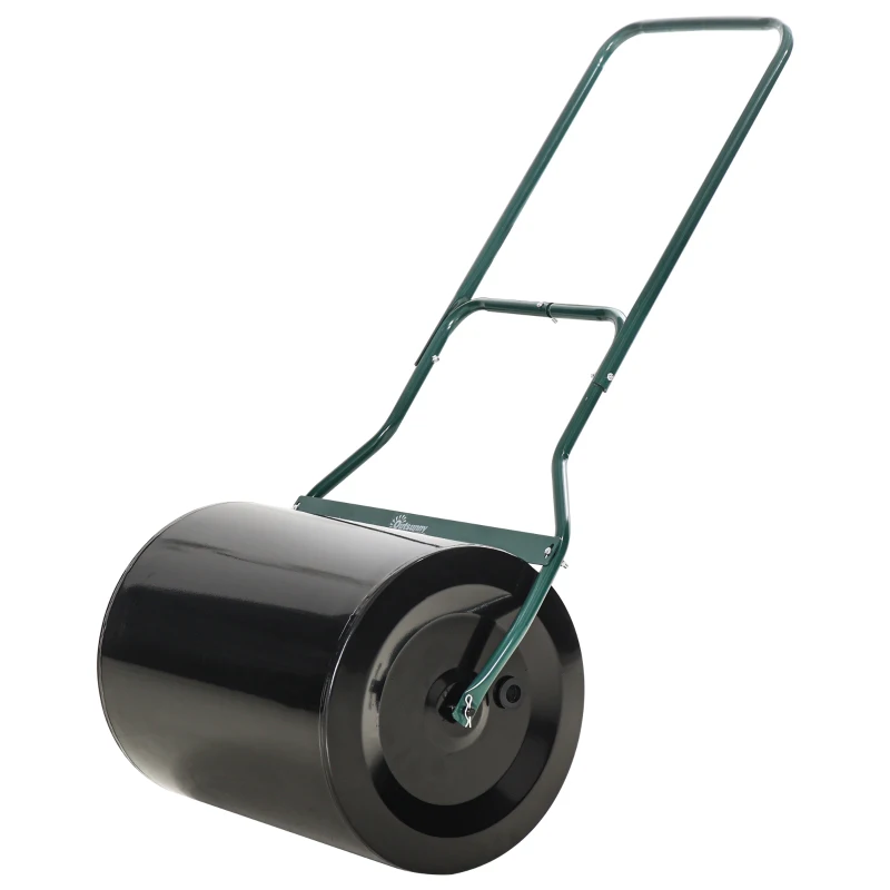 Outsunny Gazonwals met U-handgreep tuinwals tuinroller vulling 60 l water/zand metaal