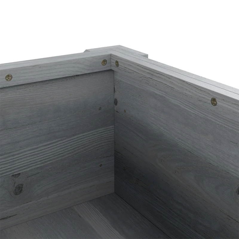 Outsunny 58L Garden Raised Bed Planter Grow Containers for Outdoor Patio Plant Flower Vegetable Pot Fir Wood, 100 x 36.5 x 36 cm, Grey