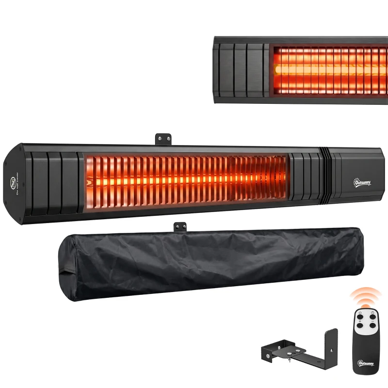Outsunny Infrarot Heizstrahler Hängend 2000W Carbonfaser Deckenheizstrahler mit APP Touch & Fernbedienung 9 Heizstufen