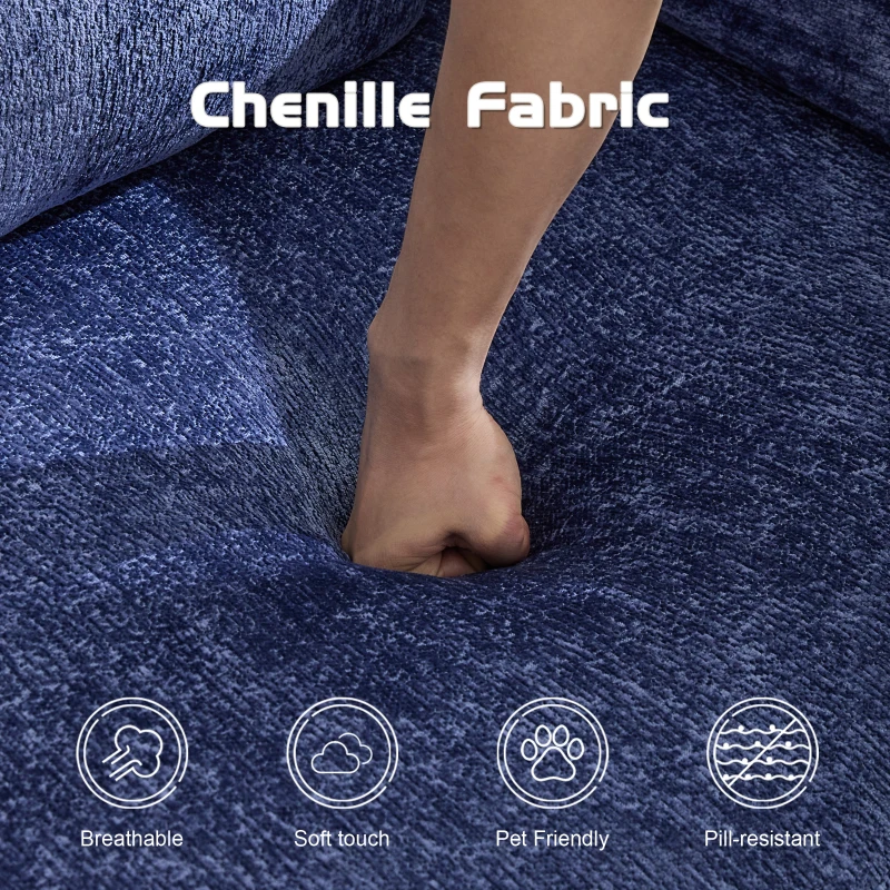Boden-Schlafsofa, klappbar und modular, Chenille, 200x100x63 cm, Dunkelblau