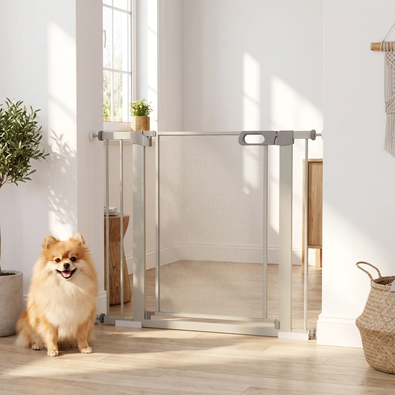 PawHut Cancellino per Cani Estensibile a Pressione con Chiusura Automatica, 75-103x76 cm, Grigio