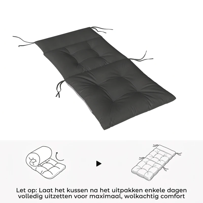Outsunny 4-delig set zitkussens waterafstotend antislip stoelkussens met banden, indoor en outdoor 111,5 x 53 x 8 cm donkergrijs