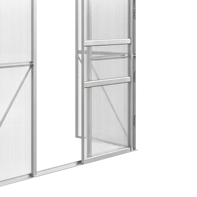 Outsunny Serre adossée serre de jardin fenêtres ouvrables à 5 niveaux panneau en PC cadre aluminium 192 x 68 x 196 cm transparent(m-13)