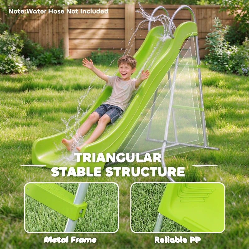 AIYAPLAY Freestanding Kids Slide with Climbing Ladder, Outdoor Playground Equipment for Ages 3-8 Years, Green