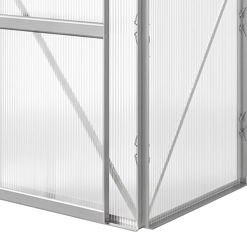 Outsunny Serre adossée serre de jardin fenêtres ouvrables à 5 niveaux panneau en PC cadre aluminium 192 x 68 x 196 cm transparent(m-11)
