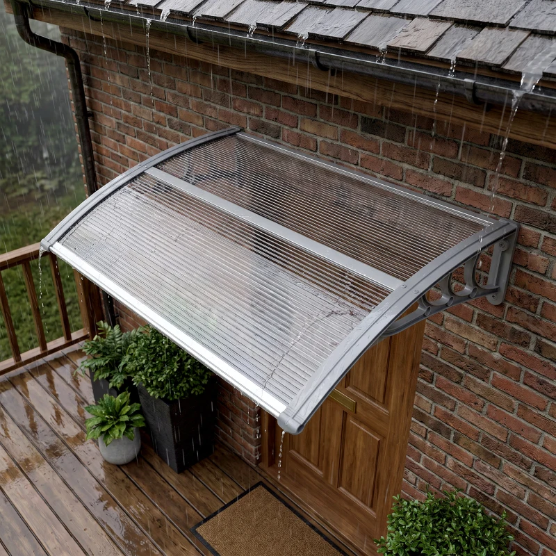 Outsunny Luifel, Voordeurluifel, Overkapping voor ingangen en ramen, 100L x 75B x 23H cm, Zilver