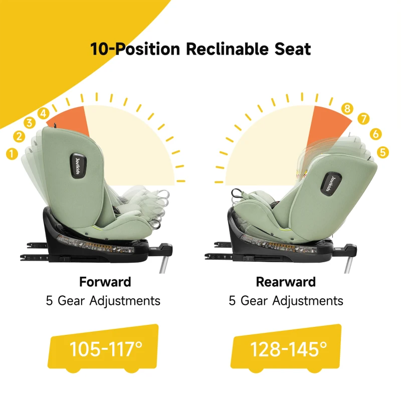 360° drehbarer i-Size Kindersitz mit ISOFIX, Reboarder, Liegefunktion und abnehmbarem Vordach für 40–150 cm, Grün