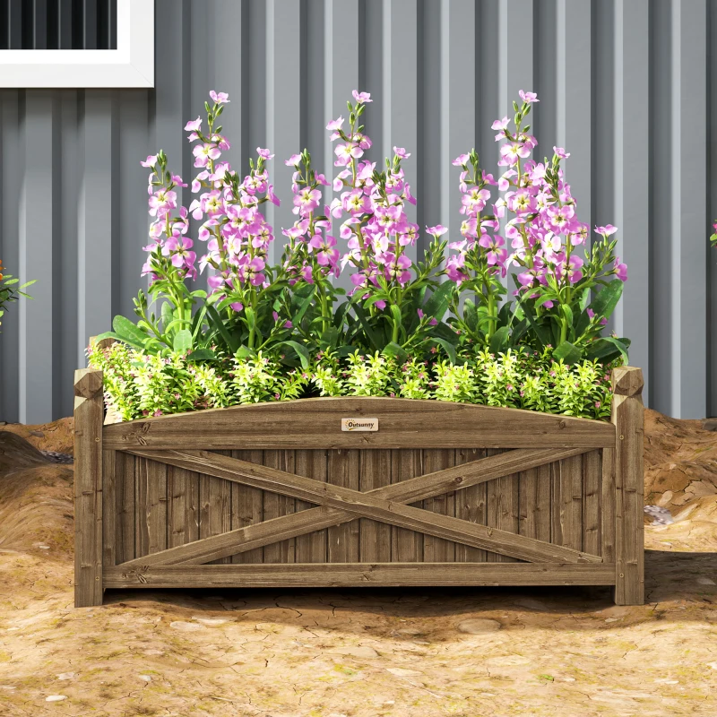 Outsunny Jardinera de Madera Elevada para Cultivar Plantas Flores Hierba para Jardín Balcón Terraza 90x39x37 cm Café Oscuro