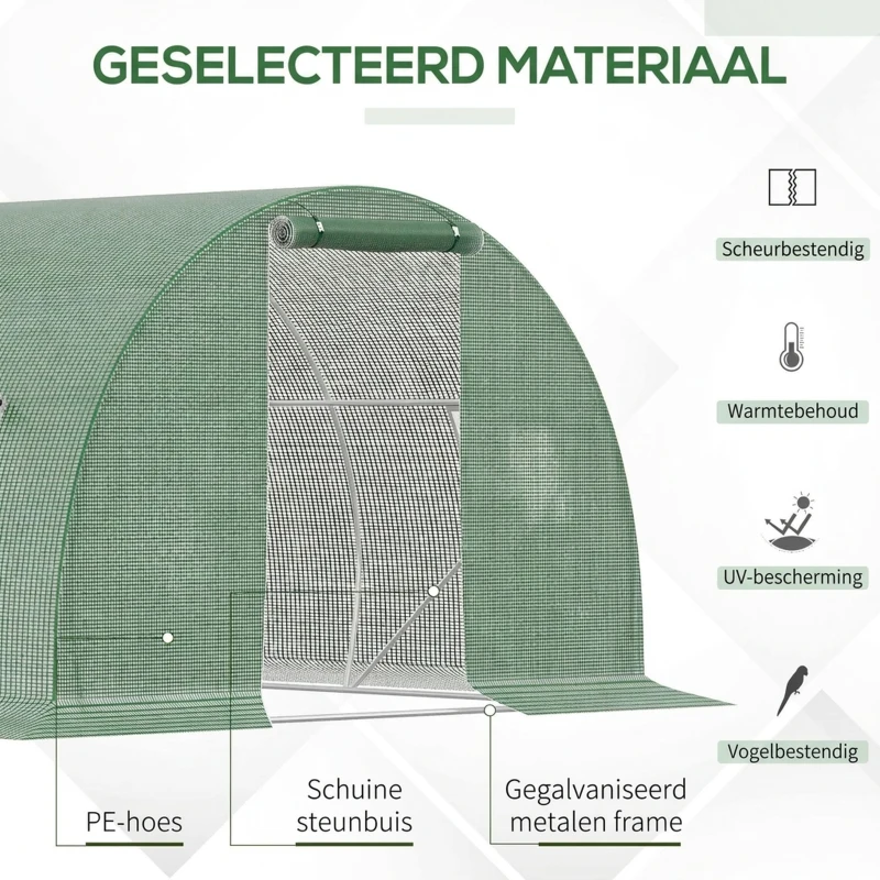 Outsunny Buitenkas met raam donkergroen 4,5 x 3 m