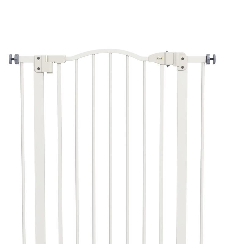 PawHut Metal 74-80cm Adjustable Pet Gate Safety Barrier w/ Auto-Close Door White
