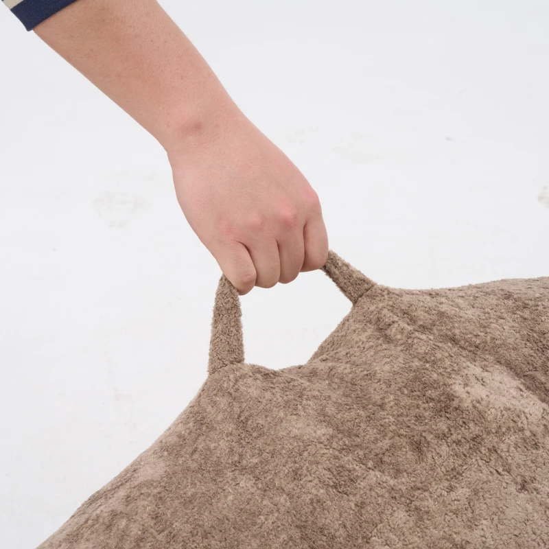 Sitzsack-Sessel mit Armlehnen, Kunstfellbezug, zerkleinerter Schaumstofffüllung, ergonomischer Rückenlehne, 95x95x79 cm, Khaki