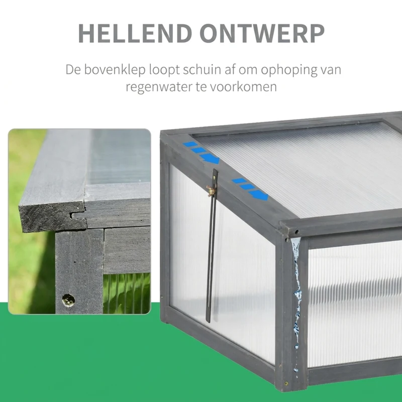 Outsunny Mini Kweekhuis, Klein Kweekhuis voor de Tuin, met PC-platen, Goede Lichtdoorlatendheid, 100L x 65B x 40H cm