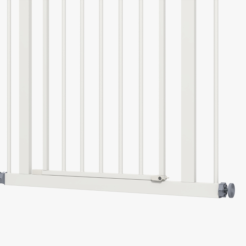 PawHut Metal 74-80cm Adjustable Pet Gate Safety Barrier w/ Auto-Close Door White