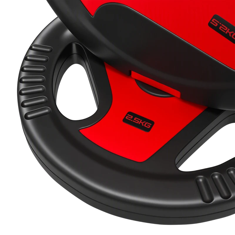 SPORTNOW Conjunto 4 Discos de Ginásio com Alças 20 kg Furo 2,5 cm Preto e Vermelho