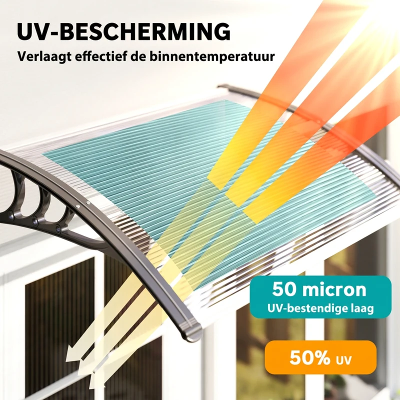 Outsunny® luifel voordeurluifel 100 x 80 cm luifel overkapping polycarbonaat transparant | Aosom.de