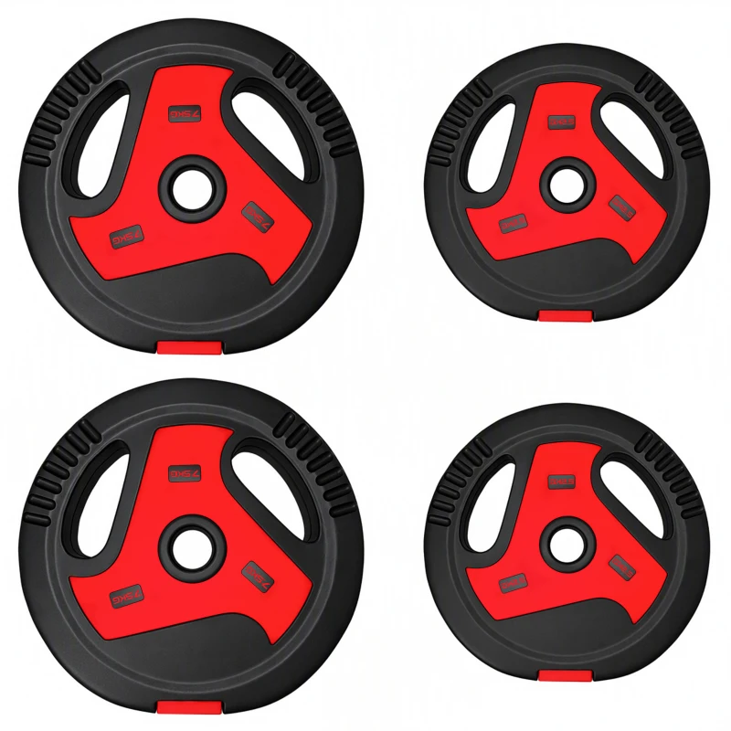 SPORTNOW Conjunto 4 Discos de Ginásio com Alças 20 kg Furo 2,5 cm Preto e Vermelho